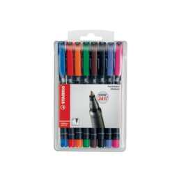 STABILO Marqueur permanent OHPen Universal M (Mauve, Brun, Orange, Noir, Bleu, Vert, Rouge, Rose, 8 pièce)