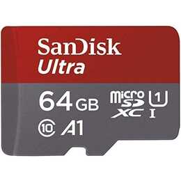 SANDISK MicroSD Ultra (UHS-I Class 1, Class 10, A1, 64 GB, 100 MB/s)