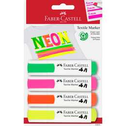 FABER-CASTELL Marqueur textile (Jaune, Orange, Magenta, Vert, 4 pièce)