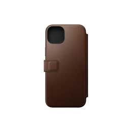 NOMAD GOODS Flipcover MagSafe Modern (iPhone 15 Plus, Marrone)