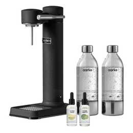 AARKE Carbonator 3 + 2 Flaschen + 2 Flavor Drops Citrus Twist/Cucumber Lime (60 l, Mattschwarz)