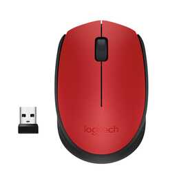 LOGITECH M171 Mouse (Senza fili, Office, Nero, Rosso)