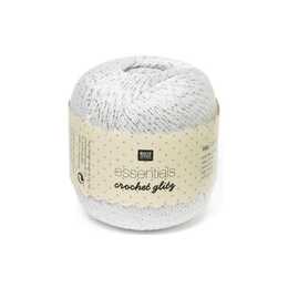 RICO DESIGN Garn Essentials Crochet Glitz (250 m, Häkeln, Stricken, Weiss)