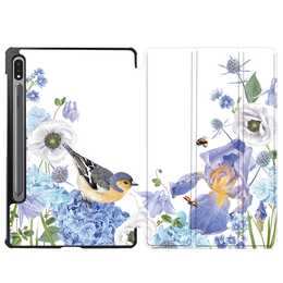 EG Klapp-Hülle für Samsung Galaxy Tab S7 FE 12.4" (2021) - blaue Blumen