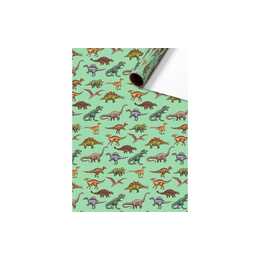STEWO Papier cadeau Saurus (Brun, Orange, Vert, Dinosaure)