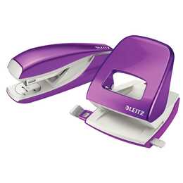 LEITZ Ensemble perforatrice et agrafeuse de bureau WOW (Blanc, Violet, 30 feuille)