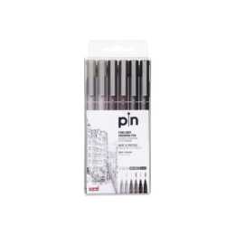 UNI-BALL Pin Fineliner (Grau, Schwarz, 6 Stück)