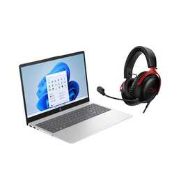 HP Laptop 15-fc0201nz + HyperX Cloud III (15.6", AMD Ryzen 3, 8 GB RAM, 256 GB SSD, Silber)