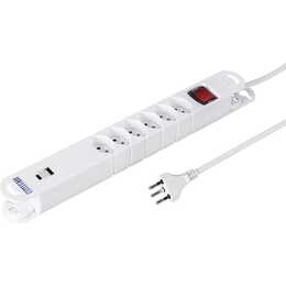 STEFFEN Prise multiple Variabl (T13, USB , USB de , USB Typ A, USB de type C / T12, 3 m, Blanc)