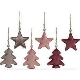 ROOST Ciondolo albero di Natale (6 pezzo, Grigio, Bordeaux, Rosa)