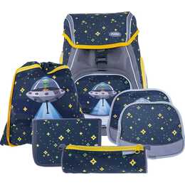 FUNKI Schulranzen Set Flexy-Bag Alien (28 l, Blau, Mehrfarbig)