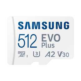 SAMSUNG MicroSDXC Evo Plus (Video Class 30, Class 10, 512 GB, 160 MB/s)