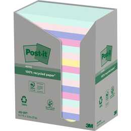 POST-IT Haftnotizen Recycling (16 x 100 Blatt, Violett, Blau, Türkis, Rosa, Mehrfarbig)
