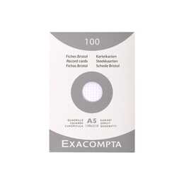 EXACOMPTA X13208E Karteikarten (A5, Weiss, Kariert, 100 Stück)