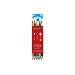 CARAN D'ACHE Farbstift Bicolor Swisscolor (Gelb, Lila, Grün, Blau, Rot, Weiss, 6 Stück)