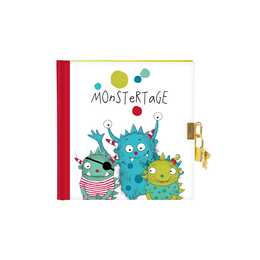 GOLDBUCH Tagebuch Monster (17 cm x 17 cm, Rot, Blau, Weiss)