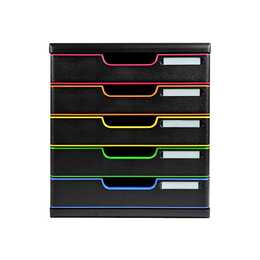 EXACOMPTA Boite à tiroirs de bureau Modulo Classic (A3, A4, 35 cm x 32.5 cm x 32 cm, Noir, Multicolore)