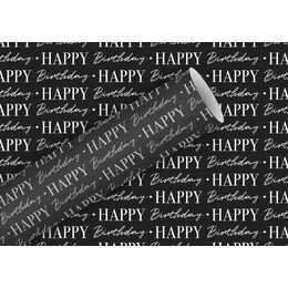 BRAUN + COMPANY Geschenkpapier Happy Birthday (Schwarz, Text & Buchstaben)