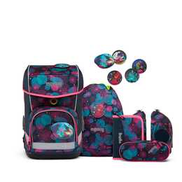 ERGOBAG Schulranzen Set Cubo Light KorallBär (19 l, Pink, Lila, Petrol)