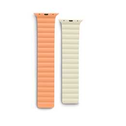 HAMA Fantastic Feel Armband (Apple Watch Series 7 / Series 2 / Series 5 / Series 8 / SE / Series 1 / Series 9 / Series 3 / Series 6 / Series 4, Beige, Orange)