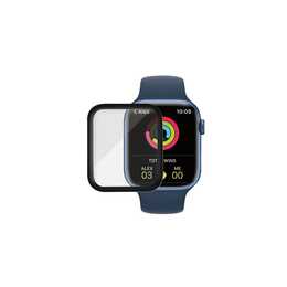 PANZERGLASS Apple Watch Serie 7 45mm Schutzfolie (Apple Watch 45 mm / 44 mm, Schwarz, Transparent)