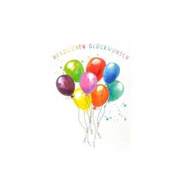 ABC Carte de vœux Ballons (Anniversaire, B6, Multicolore)