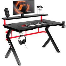 HUZARO Computertisch (116 cm x 59 cm, Schwarz, Rot)