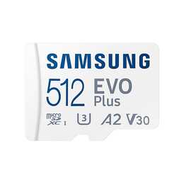 SAMSUNG MicroSDXC Evo Plus (Class 10, Video Class 30, 512 GB, 130 MB/s)