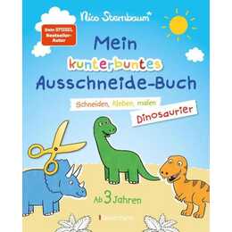 Mein kunterbuntes Ausschneidebuch - Dinosaurier. Schneiden, kleben, malen für Kinder ab 3 Jahren. Mit Scherenführerschein