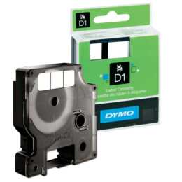 DYMO D1 Ruban d'écriture (Noir / Blanc, 6 mm)