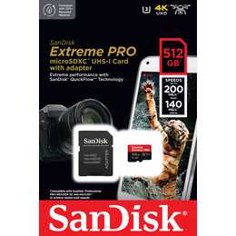 SANDISK MicroSDXC Extreme PRO 512 GB (Class 10, A2, Video Class 30, 200 MB/s)