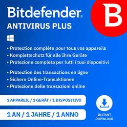 BITDEFENDER Antivirus Plus 1y 1PC/MAC (Licenza annuale, 1x, 12 Mesi, Tedesco)