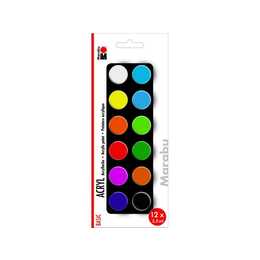 MARABU Acrylfarbe Set (12 x 3.5 ml, Mehrfarbig)
