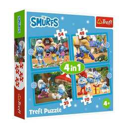 TREFL Schlümpfe Smerfy, Smurf Village Puzzle (4 x 48 Stück, 70 Stück, 54 Stück, 35 Stück)