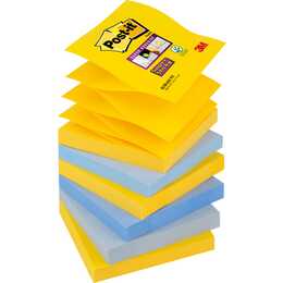 POST-IT Notes autocollantes (6 x 90 feuille, Jaune, Bleu-gris, Bleu foncé, Bleu clair, Bleu)