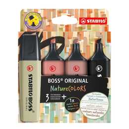 STABILO Evidenziatore Boss Original (Marrone, Bronzo, Nero, Verde, 4 pezzo)