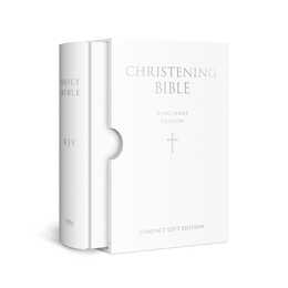 HOLY BIBLE: King James Version (KJV) White Compact Christening Edition