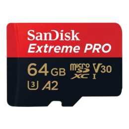 SANDISK MicroSD Extreme Pro (Video Class 30, UHS-I Class 3, 64 GB, 170 MB/s)