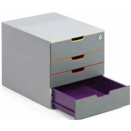 DURABLE Boite à tiroirs de bureau Varicolor (A4, 28 cm x 29.2 cm x 35.6 cm, Gris)