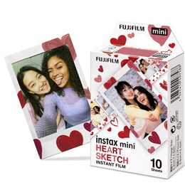 FUJIFILM Heart Sketch Pellicola istantanea (10 Shots, Instax Mini)