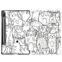EG Klapp-Hülle für Samsung Galaxy Tab S7 FE 12.4" (2021) - weiß - Cartoon