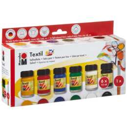 MARABU Textilfarbe Set (6 x 15 ml, Mehrfarbig)