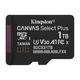 KINGSTON TECHNOLOGY MicroSDXC Canvas Select Plus Gen3 (Video Class 30, Class 10, A1, 1000 GB, 150 MB/s)