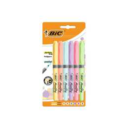 BIC Surligneur Highlighter Grip Pastel (Multicolore, 6 pièce)