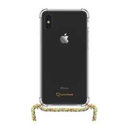 LOTTA POWER Backcover mit Kordel SoftCase (iPhone XS, iPhone X, Transparent, Mehrfarbig)