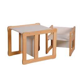 WOOD LUCK Kindertisch- & Stuhlset (Natur, Weiss)