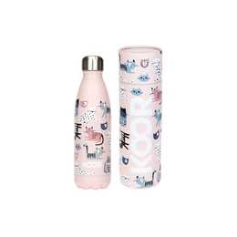 KOOR Gourde isotherme Sweet Cats (0.5 l, Gris, Blanc, Rose)