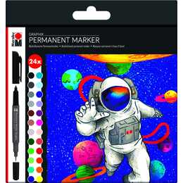 MARABU Permanent Marker Graphix (Mehrfarbig, 24 Stück)