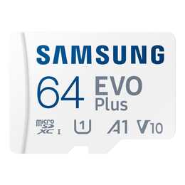 SAMSUNG MicroSDXC UHS-I EVO Plus (UHS-I Class 1, Class 10, A1, Video Class 10, 64 GB, 130 MB/s)