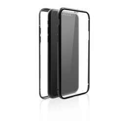 BLACK ROCK Bumper Rock Cover 360° (iPhone XS, iPhone X, Transparente, Nero)